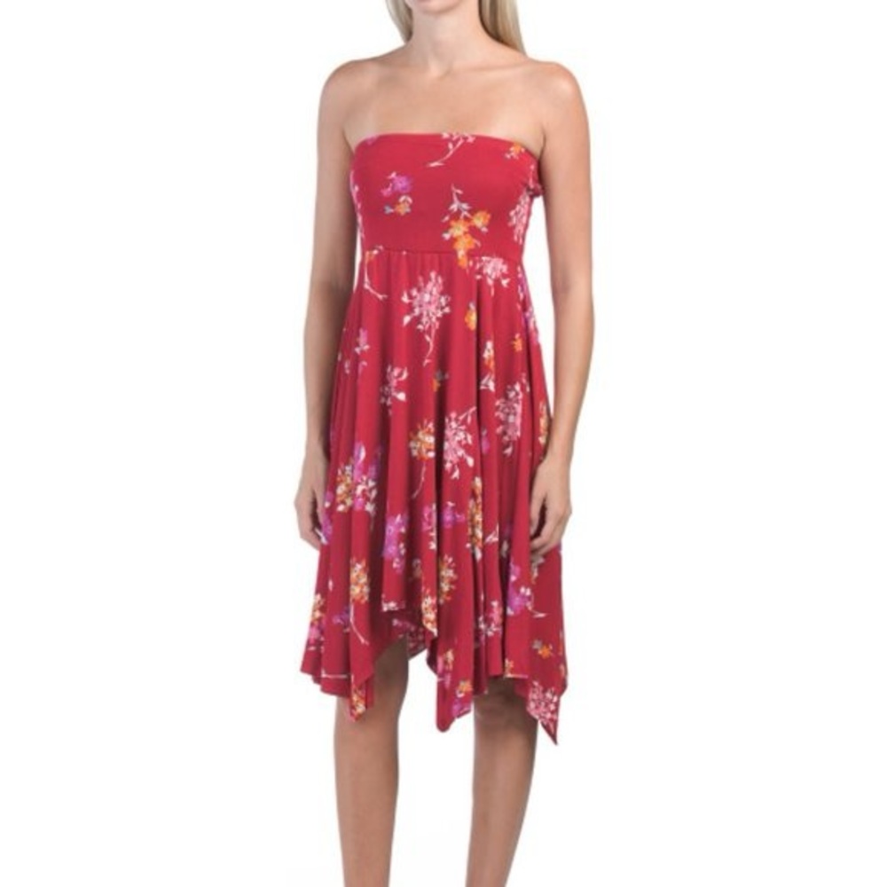 Express floral strapless dress